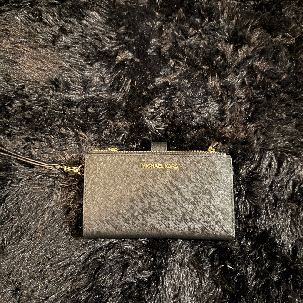 Michael Kors Black and Gold Wristlet